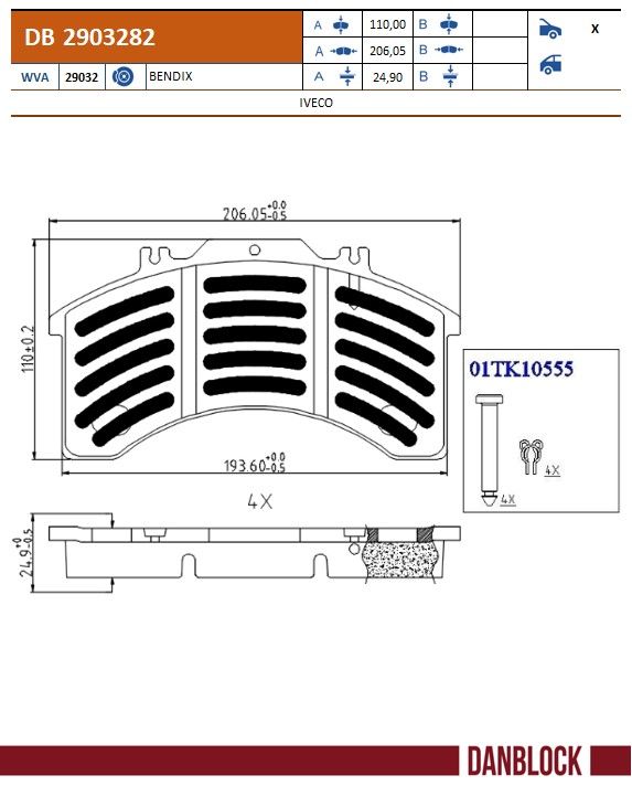 Set placute frana,frana disc DB 2903282 DANBLOCK